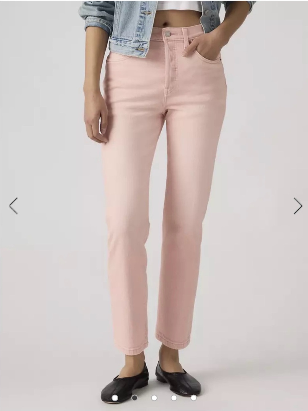 Levi's 501 cropped  Women's Pastel Pink Ankle Jeans - Five-Pocket Style